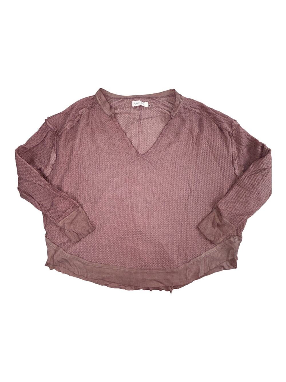 Mustard Seed Oversized Waffle V-neck Size M